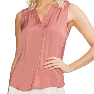 Vince Camuto Women's Sleeveless V-Neck Rumple Blouse SIZE S